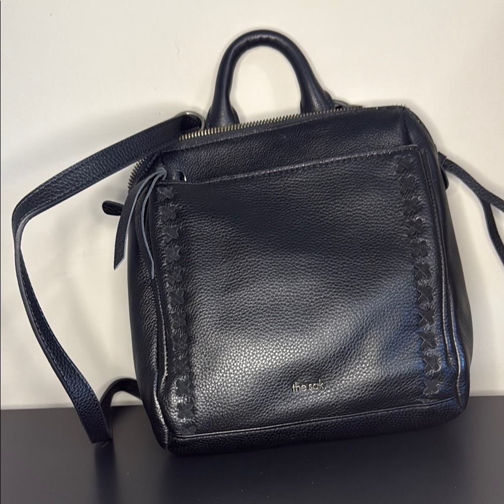 The Sak Black Leather Loyola Mini Convertible Crossbody/Backpack